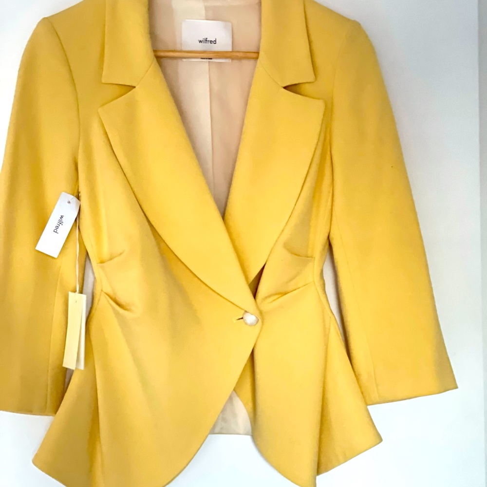 NWT! Yellow Form Fitted Blazer by Wilfred.